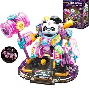 Panda Mecha Building Set - Pink and Purple